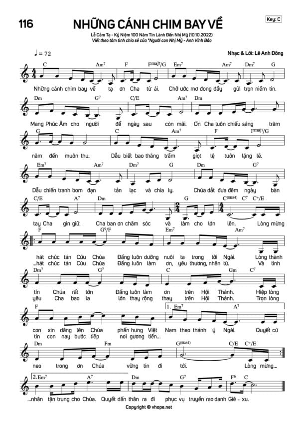 Sheet Những Cánh Chim Bay Về