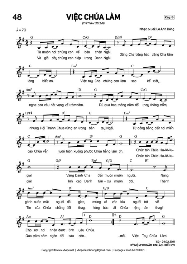 Sheet Việc Chúa Làm