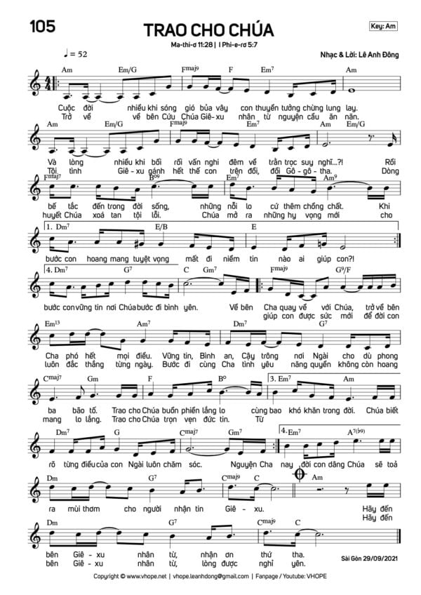 Sheet Trao Cho Chúa