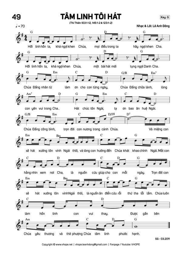 Sheet Tâm Linh Tôi Hát