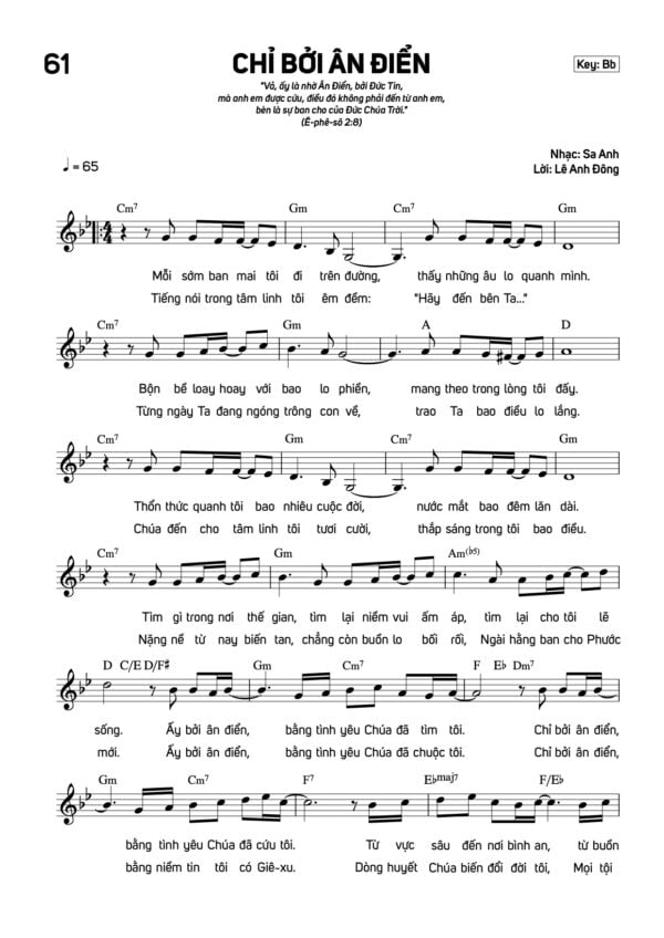 Sheet Chỉ Bởi Ân Điển